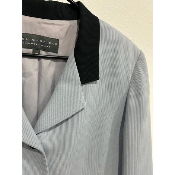 Alex Garfield by Garfield and Marks Womens Light Gray Blazer Black Collar SZ 14 - Picture 4 of 9